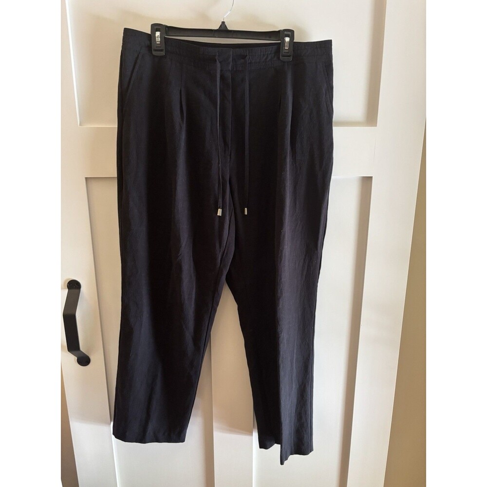 Orvis Black Linen Blend Drawstring Pants Women’s Size 16 Relaxed Fit Lightweight
